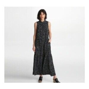 Karl Lagerfeld Paris Black Sleeveless Floral Print Maxi Dress Women's Size 10